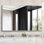 36x55 inch Bathroom Mirror, Silver Rectangle Mirror with Thin Metal Frame, Large Rectangular Wall Mirrors for Bathroom, Living Room, Big Mirror Hang Horizontal/Vertical