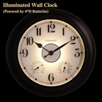 CLXEAST 24 Inch LED Self-Illuminated Outdoor Metal Clocks Waterproof, Large Lighted Outdoor Clock with Temperature and Humidity,House Warming Gifts New Home,Oil Rubbed Bronze Black