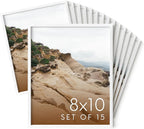 HAUS AND HUES 8x10 White Metal Picture Frames - Features Premium Aluminum, Vertical & Horizontal Hang, Shatterproof Plexiglass - Perfect for Home, Room, Office (8x10 in, White, Set of 15)