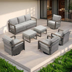 Outdoor Ottoman Wicker Patio Footrest - 2 Piece Wicker Footrest Footstools Set with Sturdy Frame,All-Weather PE Wicker, Thick Cushions for Deck Porch Garden(Mixed Grey/Grey)
