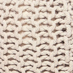 REDEARTH Round Pouf Ottoman - Cable Knitted Boho Poof - Home Décor Cord Pouffe Handmade Circular Footrest for Living Room - Bedroom - Kids Bedroom - 100% Cotton Pouf (18" x 18" x 14") - Ivory