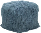 SARO LIFESTYLE Mongolian Lamb Fur Wool Pouf