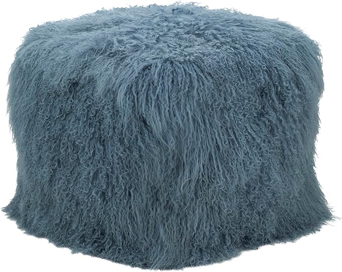 SARO LIFESTYLE Mongolian Lamb Fur Wool Pouf