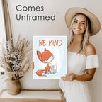 Fox Wall Art Prints (Set of 3) - Unframed - 8x10s | Woodland Nursery Decor - Inspirational Quotes for Boys and Girls Room - Be Kind, Be Brave, Be You - Kids Positive Affirmations