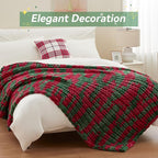 Chunky Knit Throw Blanket, 30''*40'' Knitted Throw Chenille Yarn for Bed Couch, Handmade Stripe Crochet Big Thick Blanket, Machine Washable Cute Comfy Blanket for Home Decor