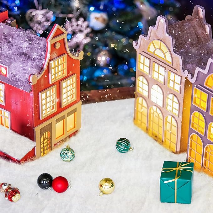 3 Pack Snow Blankets, 3×8 FT Thick Xmas Artificial Fake Snow Cover for Christmas Village Accessories, Christmas Decorations, Fluffy Soft Christmas Blanket for Winter Wonderland Decorations Xmas Tree