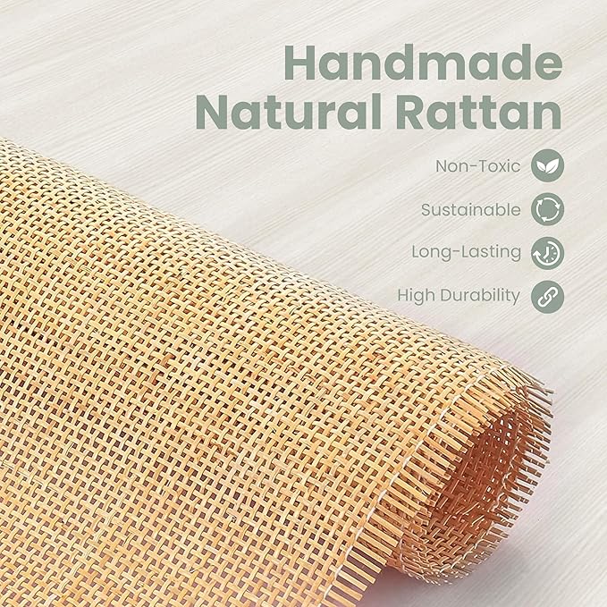 PHI VILLA Black Rattan Cabinet with Doors, Buffet Sideboard Cabinet with Drawers, 2 Door Storage Cabinets