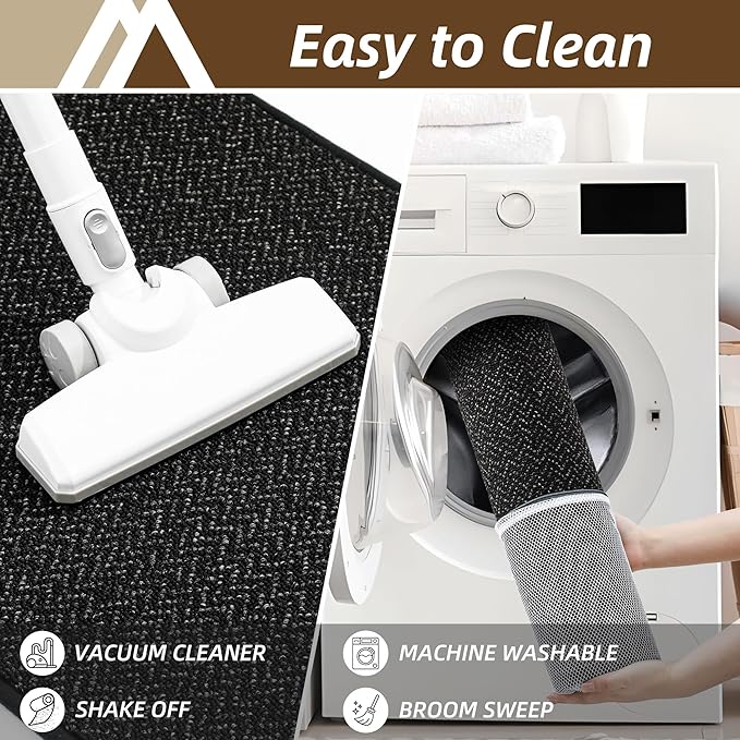 COSY HOMEER-Door-Mat 36"x60" Non Slip Absorbent Entryway Rugs Dirt Trapper Doormats Washable Entrance Mats Low Pile Welcome Floor Mat for Front Back Door and Entry Mats,Black