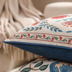 patdrea Designer Throw Pillow Covers Set of 4,Brilliant Vintage Red Tropical Linen with Floral Pattern Pillow Cover,Decorative Lumbar and Square Pillowcases Cushion for Bed Living Room Outdoor