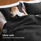 Love's cabin Quilts for Full Bed Black Bedspreads Bedding Set - Lightweight Bedspread Comforter - Coin Pattern Bedding Coverlet for All Season - 3 Pieces (1 Quilt, 2 Pillow Shams)