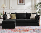 102.6" Modular Sectional Sofa, L Shaped Couch Set for Living Room, 3-Seater Comfy Cloud Couches with Movable Storage Ottoman,DIY Combination - Chenille Black