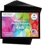 Magtech Magnetic Photo Pocket Picture Frame, Black, Holds 4x6 Inch Photos, 10 Pack, Made in the USA (10046)