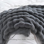 BENVWE Faux Fur Throw Blanket for Couch Bed - Fluffy Soft Thick Bubble Blanket for Living Room Home Decor - Fathers Day Birthday Gifts for Women Men, Grey, 63" x 80"