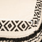 REDEARTH · Tufted Pouf Ottoman with Filler Textured Storage Cube Bean Bag Pouffe Footrest for Living Room, Bedroom, Nursery, Kidsroom; 100% Cotton (17.5"X17.5"X17.5", Geometric Craft Black)