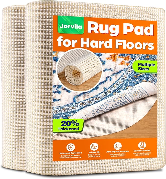 Non-Slip Rug Pad Gripper Round 4 Feet, Anti Skid Mat for Under Area Rugs, Keeps Rugs in Position and Safe, Thick Cushioned Carpet Pad for Hardwood Floors Protection