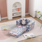 Toddler Chair Kids Couch, 2-in-1 Toddler Soft Sherpa Couch Fold Out Armchair Glow in The Dark with Removable Cover, Convertible Reading Chair Toddler Sofa for Kids, Football