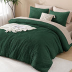 Andency Dark Emerald Green California King Comforter Set, 3 Pieces Boho Tufted Cal King Bedding Set & Collections, Forest Green Oversized Soft Lightweight Bed Set (104x96In, 2 Pillowcases)