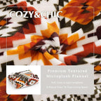 CASAAGUSTO Boho Throw Blanket - Orange and Green Decorative Blankets with Tassel, Printed Flannel Bohemian Blanket for Chair, Bed, Sofa, Couch(60 * 80, Orange and Green)