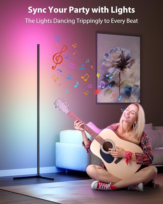 KFM Corner Floor Lamp, 65" Smart RGB LED Corner Lamp with App & Remote Control, 16M Colors,300+ Modes, Music Sync & Timer, Modern Mood Light for Living Room, Gaming Room & Bedroom (2)
