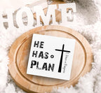 SRADMO He Has a Plan Jesus Wood Box Sign Desk Decor, Bible Verse Decor, Christian Theme Wooden Block Box Sign Decoration for Home Office Shelf Table Decors
