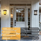 Otdair Solar Wall Lantern Outdoor, Flickering Flames Solar Sconce Lights Outdoor, Hanging Lamps Wall Mount for Front Porch, Patio and Yard, 2 Pack, Yellow Bronze