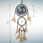 Remorelt Wolf Eagle Bear Dream Catcher Bedroom Wall Decor, Christmas Home Decoration, Room Accessory, White Moon Feather Decoration - Unique Home Craft Wall Pendant (DC24 6Inch Wolf W/Moon)