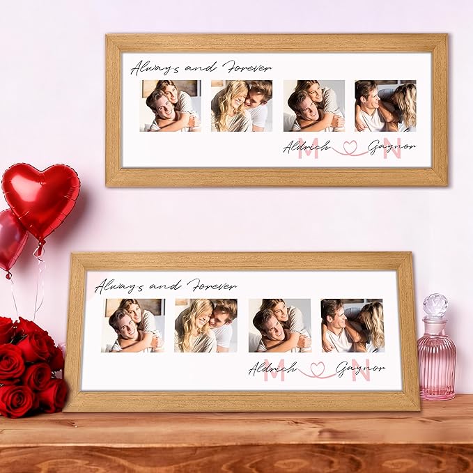 Gifts for Him/Her - Personalized Photo Frame with Love Design, Wall Mount or Tabletop Display, Romantic Gifts for Boyfriend Girlfriend Anniversary Birthday Valentine's