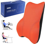 Soft Memory Foam Lumbar Support Pillow for Car Seat and Office Chair Back Support Pillow, Back Cushion for Pain Relief Improve Posture (Mesh-Orange)