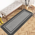 PURRUGS Dirt Trapping Door Mat 24" x 60", Non-Slip/Skid Machine Washable Entryway Rug, Shoes Scraper, Area Rug, Super Absorbent Welcome Mat for Muddy Wet Shoes and Paws, Light Grey & Dark Grey