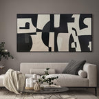 SIGNWIN 36"x72" Extra Large Framed Wall Art Black and White Abstract Geometric Design, Minimalist Modern Print for Home Living Room Bedroom Decor (Frame Assembly Required)