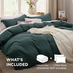 Bedsure Forest Green Duvet Cover King Size - 3 Pieces Prewashed Cotton-Like Extra Soft Bedding Set, Includes 1 Duvet Cover 104x90 Inches with Zipper Closure & 2 Pillow Shams, Comforter Not Included