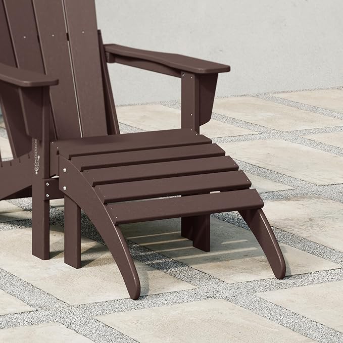 WestinTrends Outdoor Ottoman, Patio Adirondack Ottoman Foot Rest, All Weather Poly Lumber Folding Foot Stool for Adirondack Chair, Widely Used for Outside Porch Pool Lawn Backyard, Dark Brown