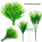 10 Bundles Artificial Grass Plants,Outdoor Faux Grass Plant UV Resistant Fake Plastic Wheat Grass for Indoor Outdoor Fake Realistic Grass for front porch yard patio balcony Garden Decoration- Green