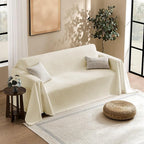 Couch Cover for Dogs Sectional Sofa Covers Washable for 2 Cushion Couch, Chenille Couch Cover Blanket, Sectional Sofa Slipcovers, Multi-Use Furniture Protector for Kids, Pets, 71" X118", Beige