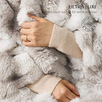 EVERGRACE Ultra Soft Luxury Fluffy Ridgeline Faux Rabbit Fur Throw Blanket, Thick Warm Bubble Throw for Bed, Cozy Plush Reversible Blankets for Couch, Chair, Sofa, Light Grey, 80x90 Inches, 870 GSM