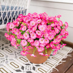 HyeFlora Artificial Flowers for Outdoors Fake Plants Outside Decoration, 12 Bundles Silk Pink Morning Glory with Eucalyptus UV Resistant Look Real Faux Flowers for Planter Front Door Yard Gardens Home