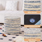 Wimarsbon 18'' Ottoman Pouf, Natural Braided Poof, Rustic Handweave Lounge Pouffe, Boho Footrest Stool for Bedroom, Accent Table for Living Room (Blue Corn Husk)