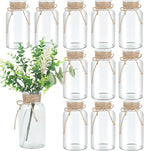 Vintage Glass Flower Vase，12 Pack Farmhouse Transparent White Glass Centerpiece Vases Mason Jars for Weddings, Parties & Home Decor Bulk (12, Transparent)