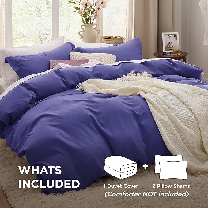 Bedsure Skipper Blue California King Duvet Cover - Prewashed Cotton-Like Extra Soft Bedding Set, Includes 1 Cal King Duvet Cover 104x98 Inches with Zipper Closure & 2 Pillow Shams, No Comforter