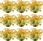 30 Bundles Artificial Flowers Outdoor UV Resistant Fake Flowers No Fade Faux Plastic Plants Garden Porch Window Box Decorating (Yellow)