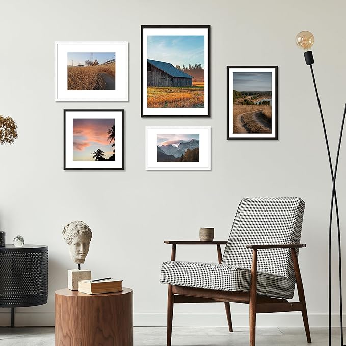 13x19 Picture Frame Set of 3 - Display 11x17 Photo with Mat or 13 x 19 Poster without Mat, Wall Mounting Horizontal and Vertical, White