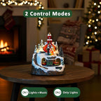 Animated Musical Christmas Village Figurines Christmas Collectibles Statues Church Building and Carolers with Rotating Train LED Lights, Battery & USB Home Decor Gifts Festive Holiday Decorations