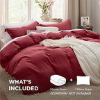Bedsure Red Duvet Cover Twin/Twin XL Size - 2 Pieces Prewashed Cotton-Like Extra Soft Bedding Set, Includes 1 Twin Duvet Cover 68x90 Inches with Zipper Closure & 1 Pillow Sham, No Comforter