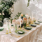 Vintage Brass Gold Taper Candle Holders, Set of 6, Metal Taper Candlestick Holder for Dinner Room Table Centerpiece, Wedding Reception, Festive,Mantel Decoration, Home Decor (Brass Gold, Set of 6)