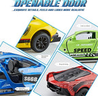 KIDAMI Pull Back Cars for Kids, Die Cast Metal Toy Cars Playset with Door Openable, Vehicles Race Toys for Toddlers, Boys, Girls’ Educational Play (4 Pack)