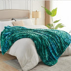 NEWCOSPLAY Faux Fur Twin Blanket Tie-dye Dark Teal Luxury Fluffy Thick Warm Bubble Blanket for Couch Sofa Bed 700GSM (Tie-dye Dark Teal, Twin(60"x80"))