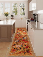Runners for Hallways Kitchen Runner Rug Non Slip 2'x10' Long Washable Rugs with Rubber Backing Soft Floral Carpet Runner for Hallways, Kitchen, Laundry, Bedroom, Bathroom(Yellow)