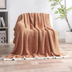 MIULEE Fall Burnt Orange Super Soft Throw Blanket for Bed, Twin Size Cozy Fluffy Warm Blankets Knit Blankets for Couch, Sofa, Chair, Living Room, Camping, Picnic, 60 x 80 inch