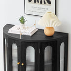 31'' Sideboard Buffer Cabinet with Storage, Semi-Circle Modern Accent Storage Cabinet with Wooden Finish & Acrylic Doors, Console Table for Living Room Entryway Hallway (Black)