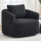 Swivel Accent Chair,360° Rotating Barrel Chair,Teddy Fleece High-Resilience Sponge Single Sofa, Easy Assembly for Living Room, Bedroom, Apartment Black
